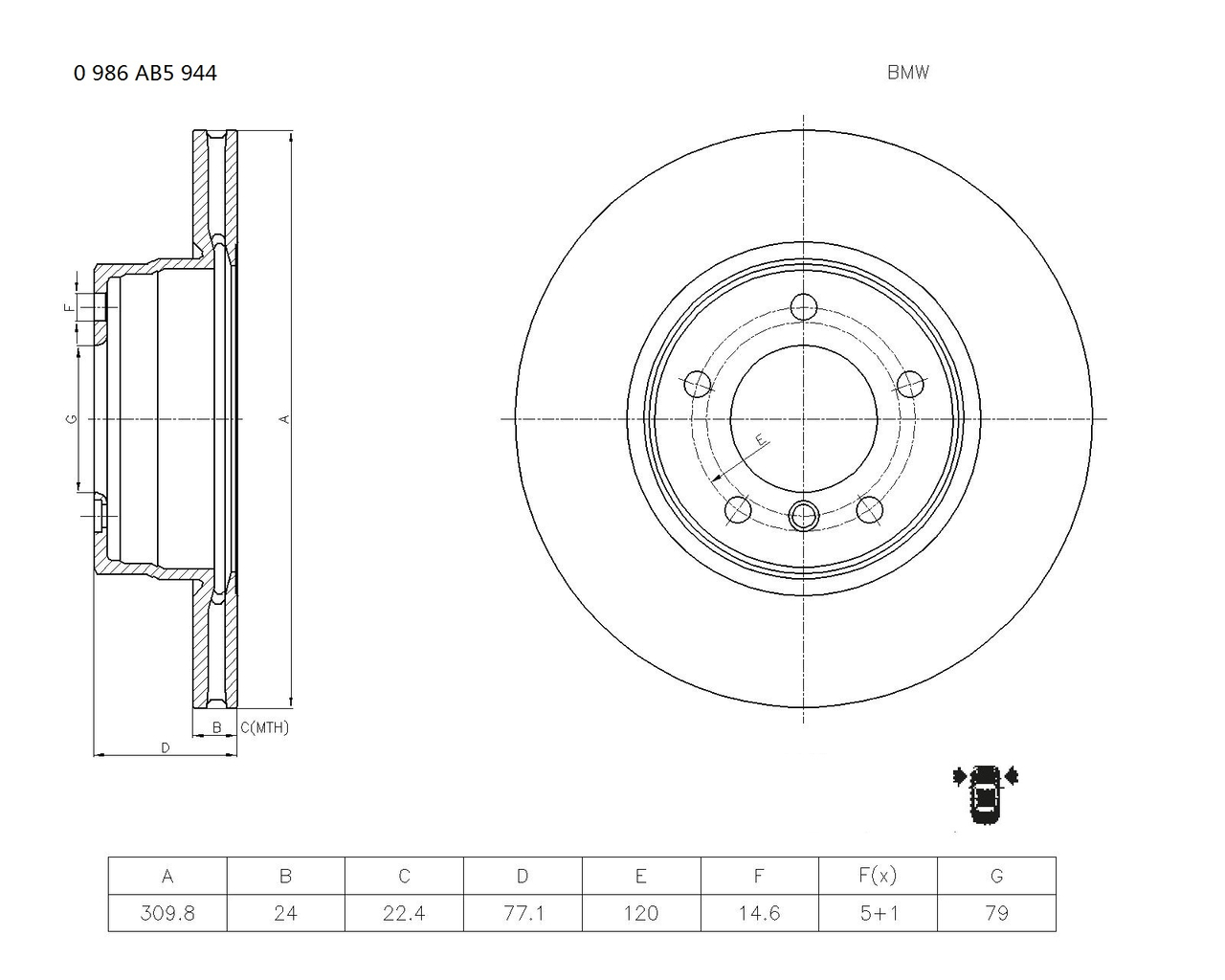 BOSCH 0 986 AB5 944 Brake Disc