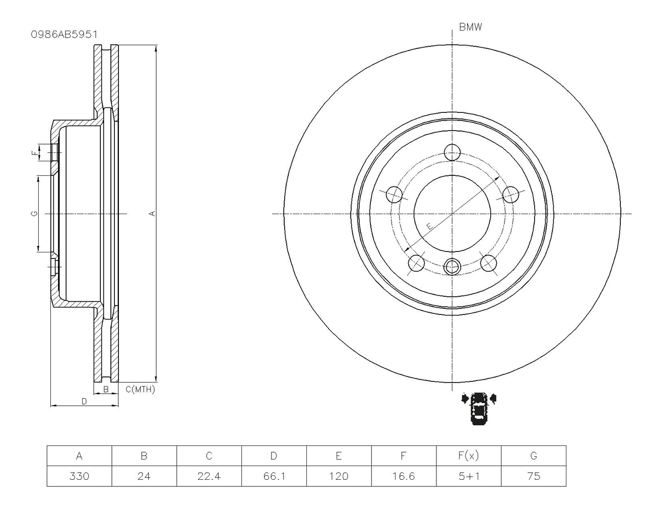 BOSCH 0 986 AB5 951 Brake Disc