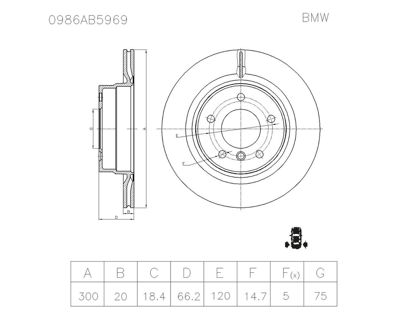 BOSCH 0 986 AB5 969 Brake Disc