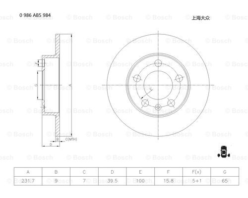 BOSCH 0 986 AB5 984 Brake Disc