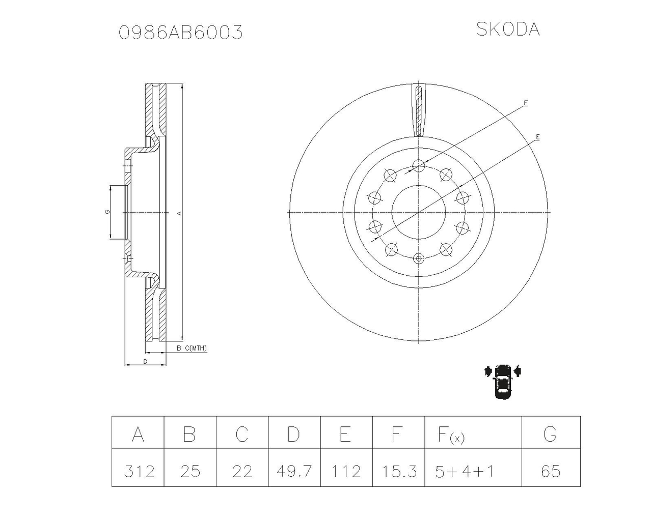 BOSCH 0 986 AB6 003 Brake Disc