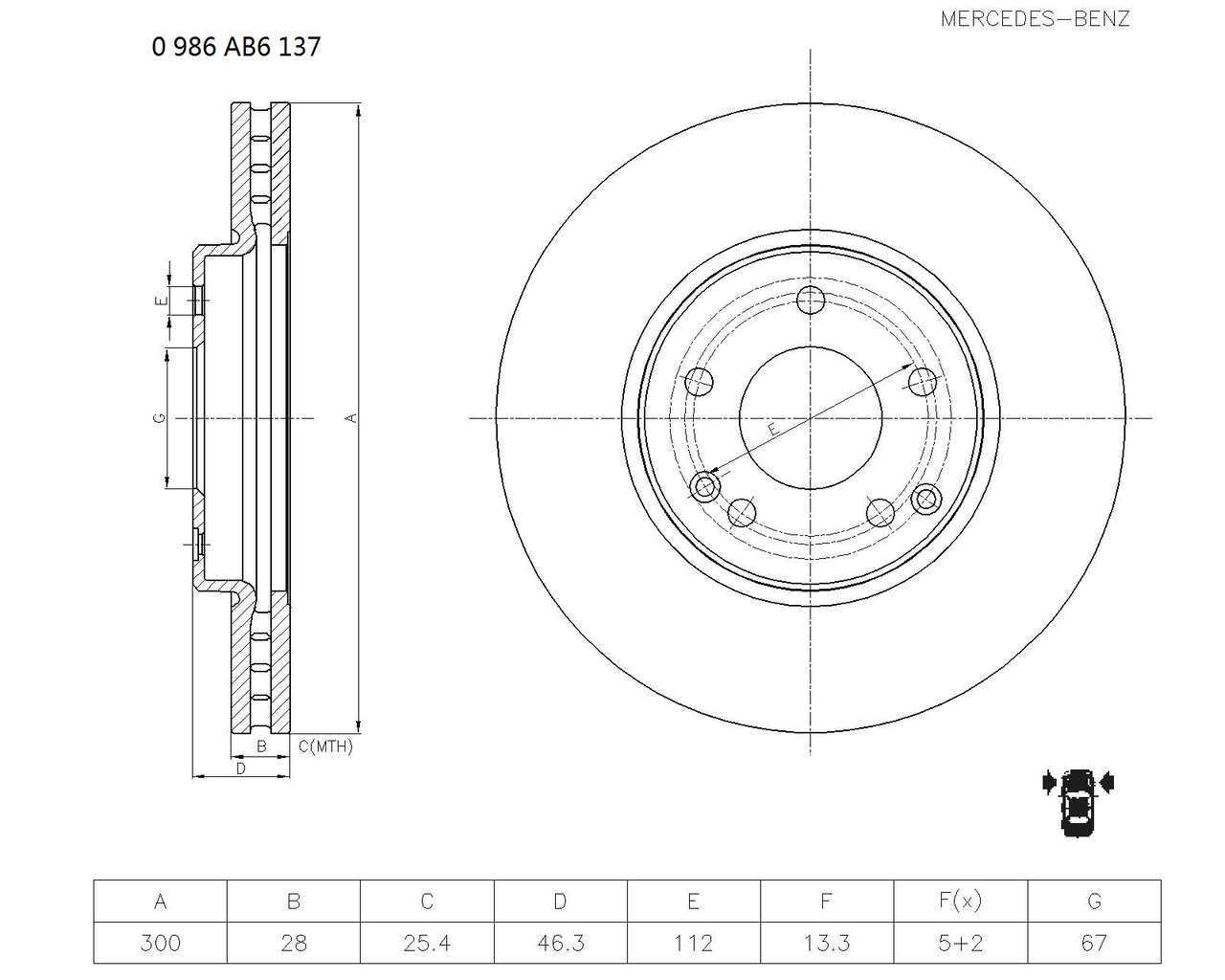 BOSCH 0 986 AB6 137 Brake Disc