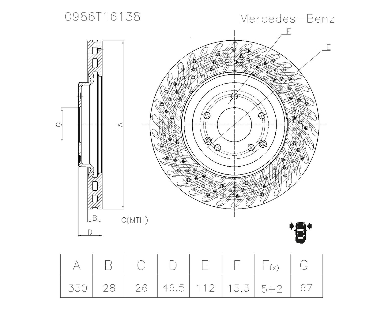 BOSCH 0 986 AB6 138 Brake Disc