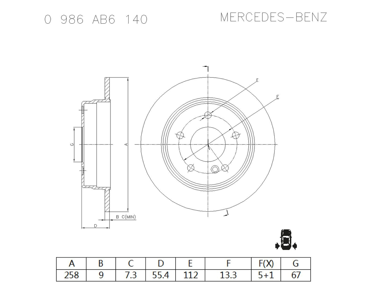 BOSCH 0 986 AB6 140 Brake Disc