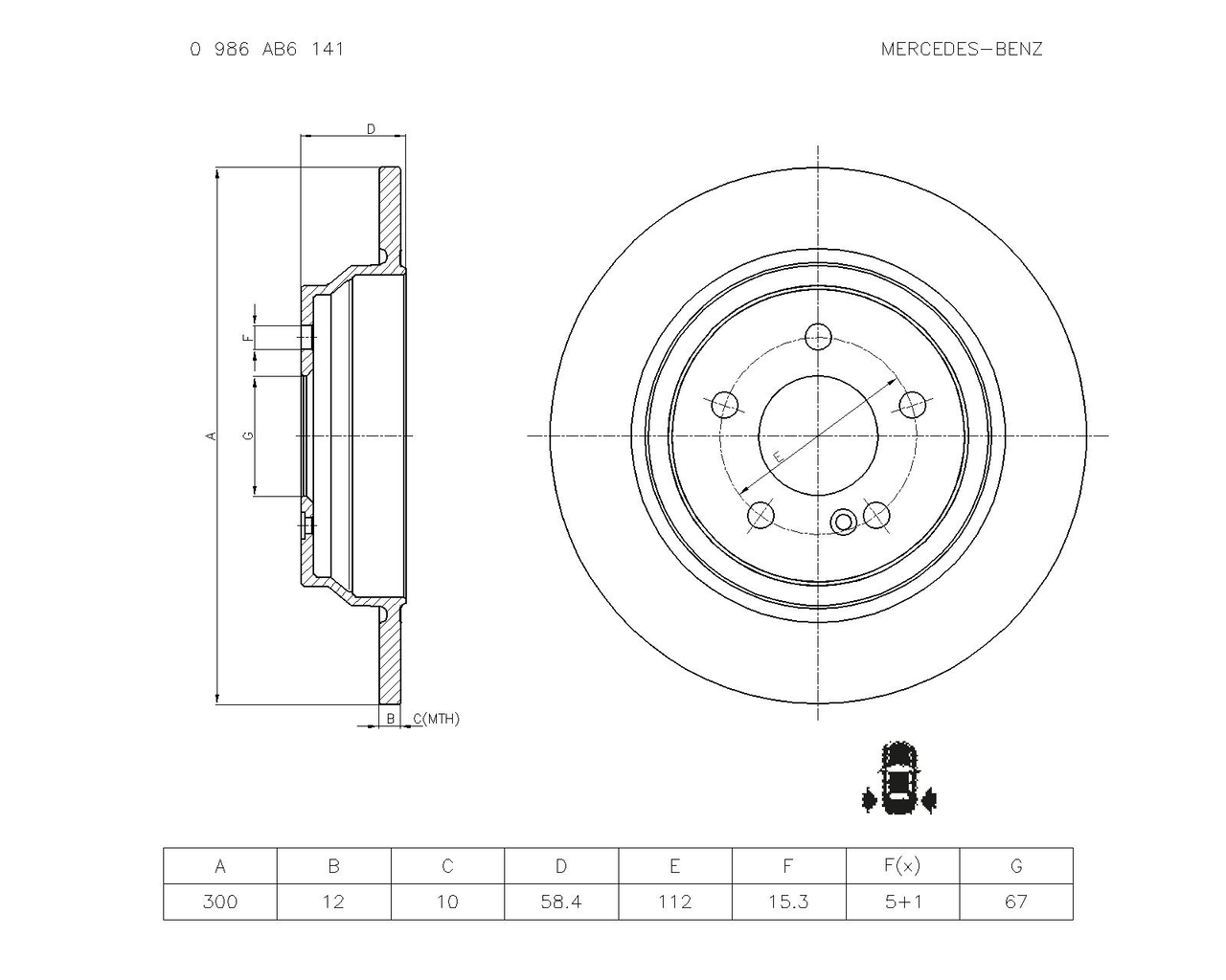 BOSCH 0 986 AB6 141 Brake Disc