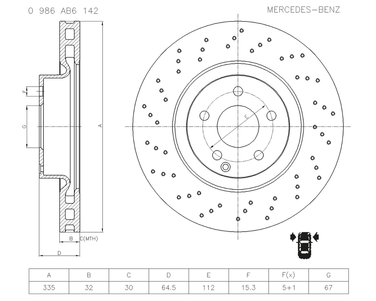 BOSCH 0 986 AB6 142 Brake Disc