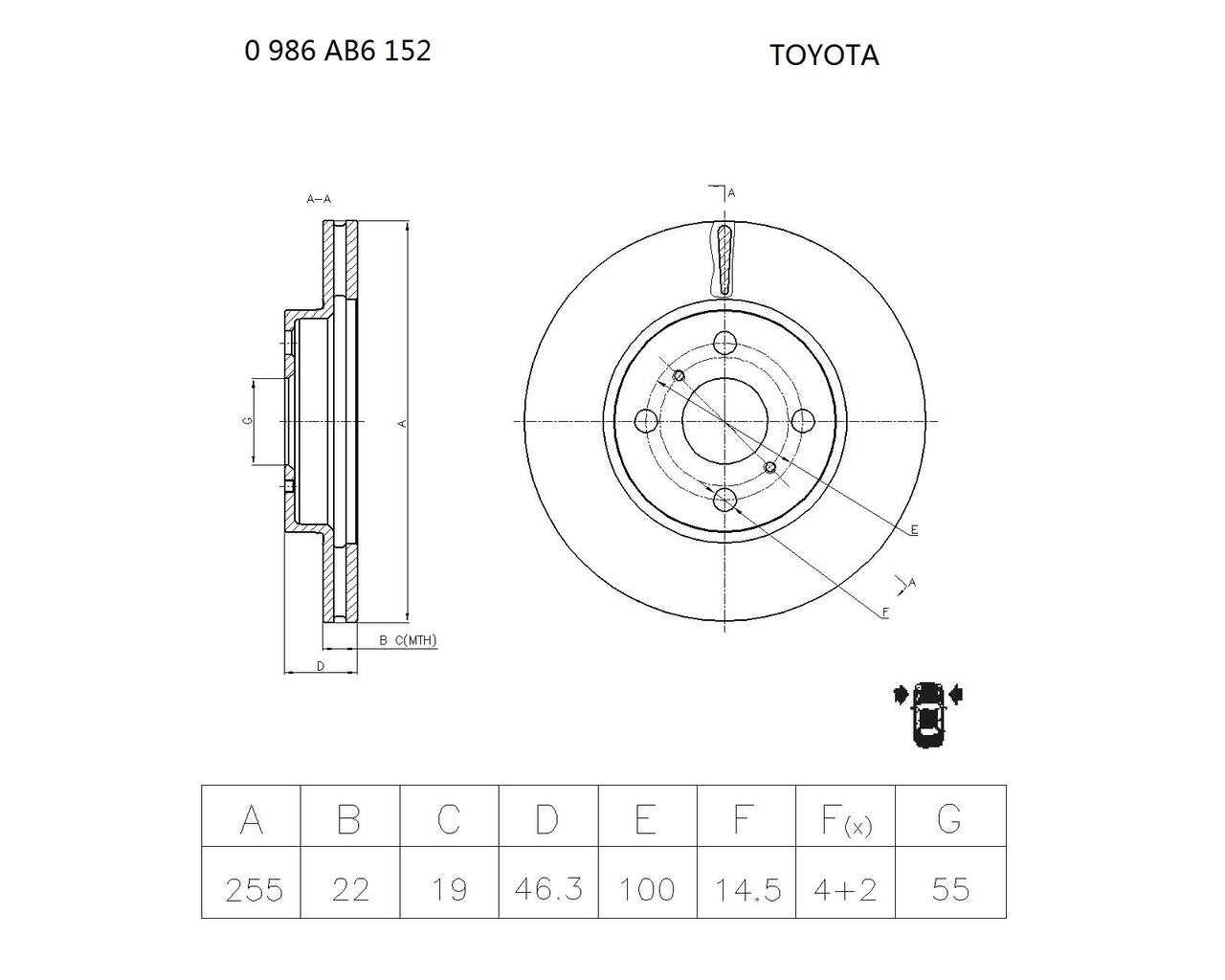 BOSCH 0 986 AB6 152 Brake Disc