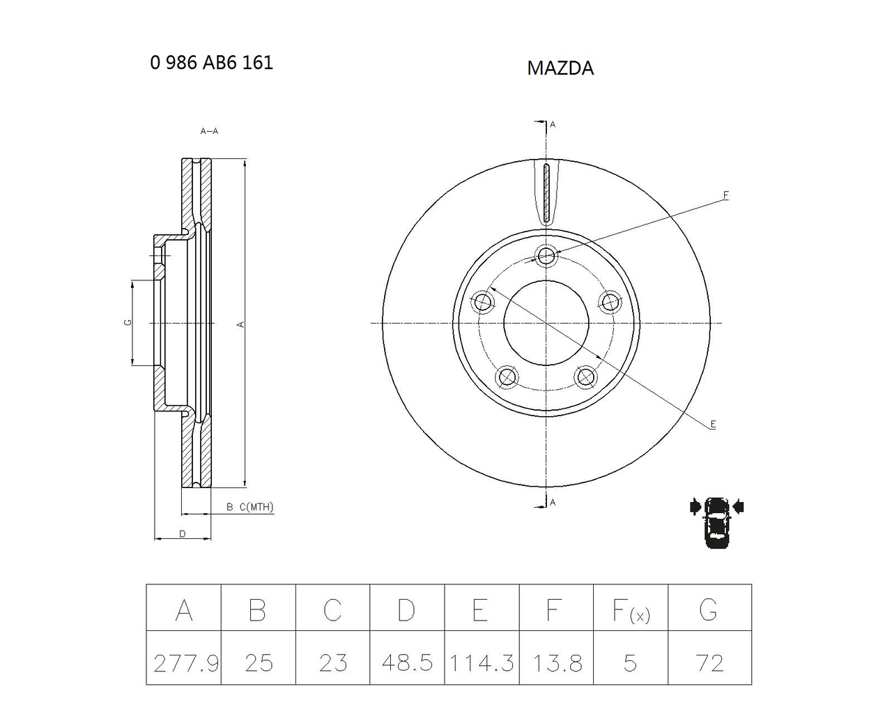 BOSCH 0 986 AB6 161 Brake Disc