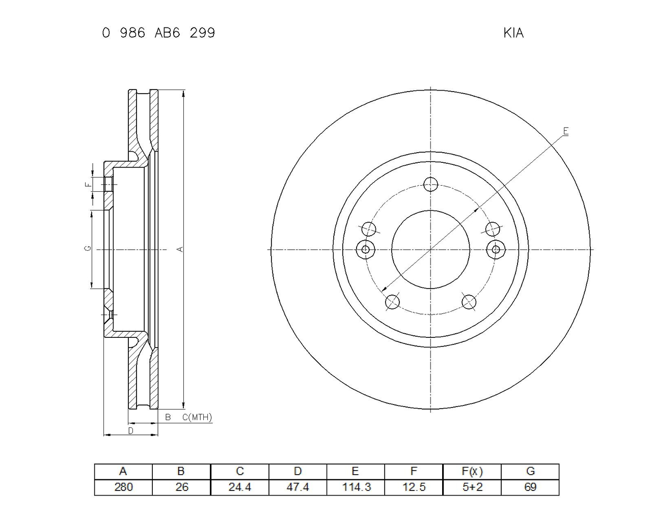 BOSCH 0 986 AB6 299 Brake Disc