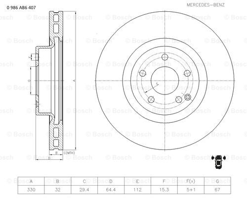 BOSCH 0 986 AB6 407 Brake Disc