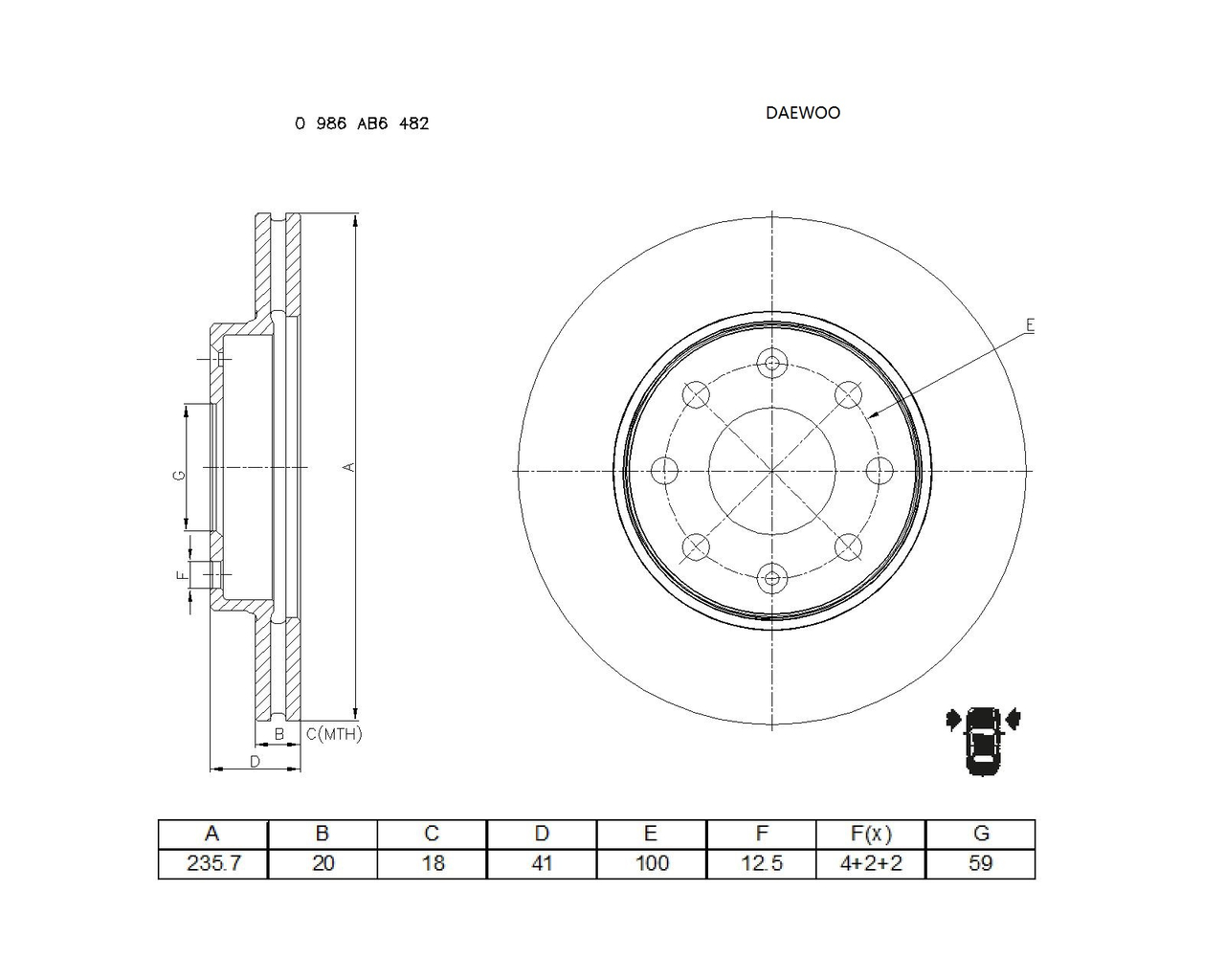 BOSCH 0 986 AB6 482 Brake Disc