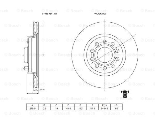 BOSCH 0 986 AB6 491 Brake Disc