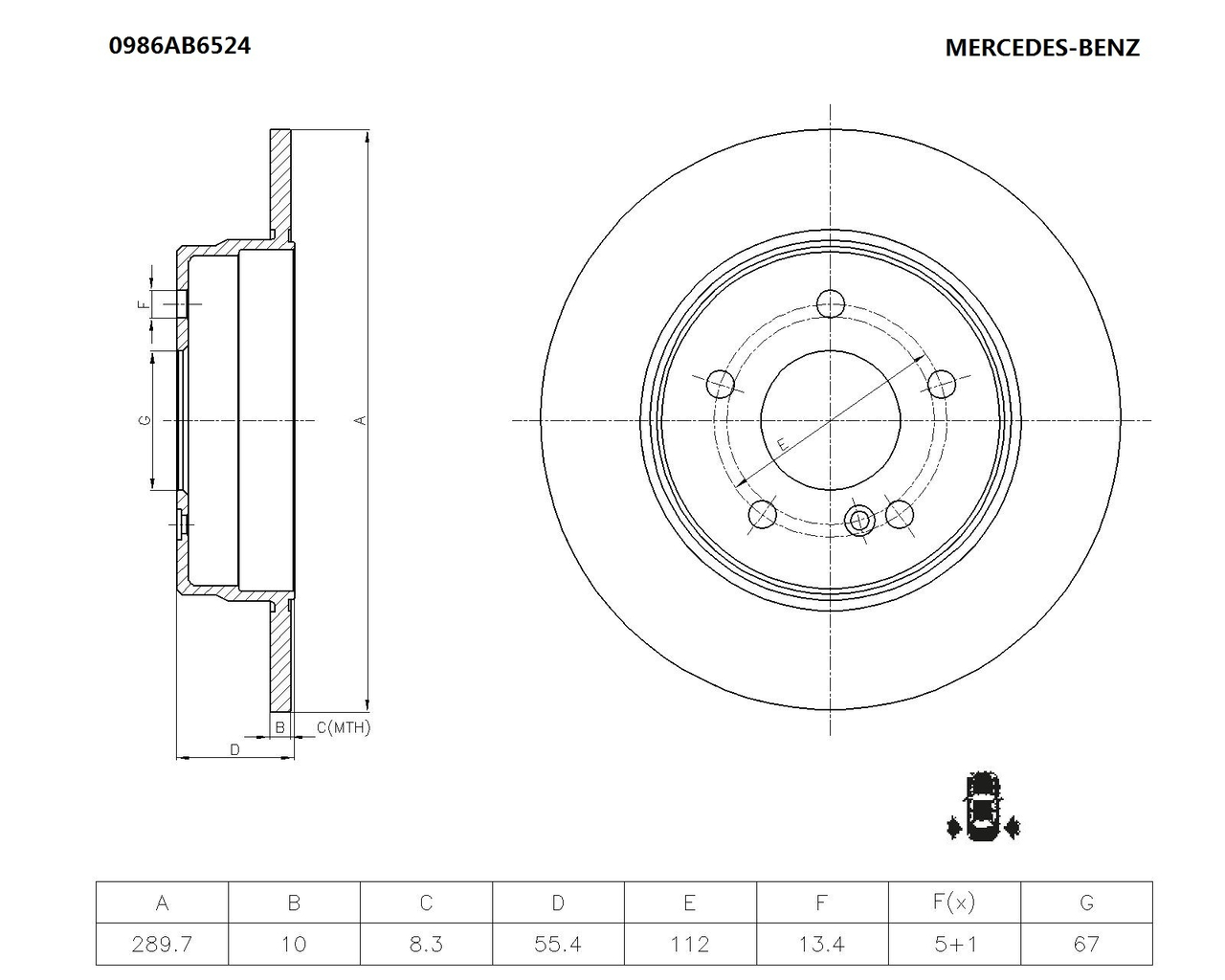 BOSCH 0 986 AB6 524 Brake Disc