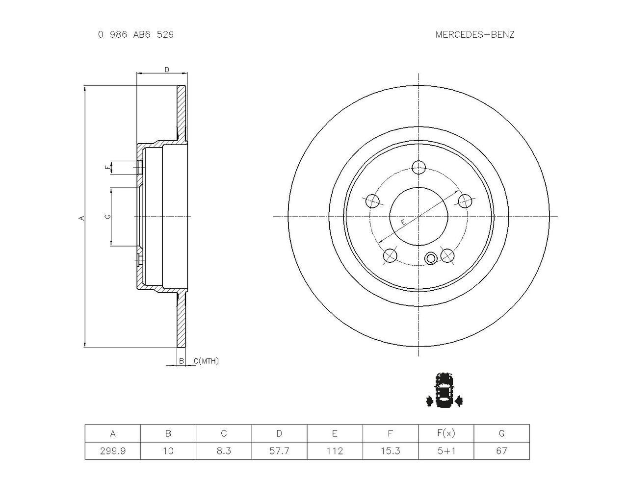 BOSCH 0 986 AB6 529 Brake Disc