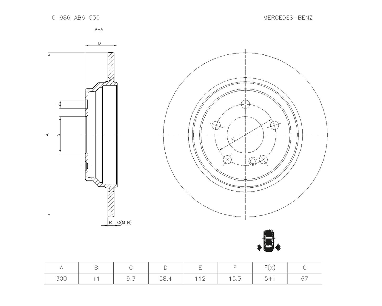 BOSCH 0 986 AB6 530 Brake Disc