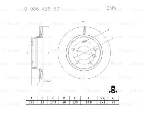 BOSCH 0 986 AB6 531 Brake Disc