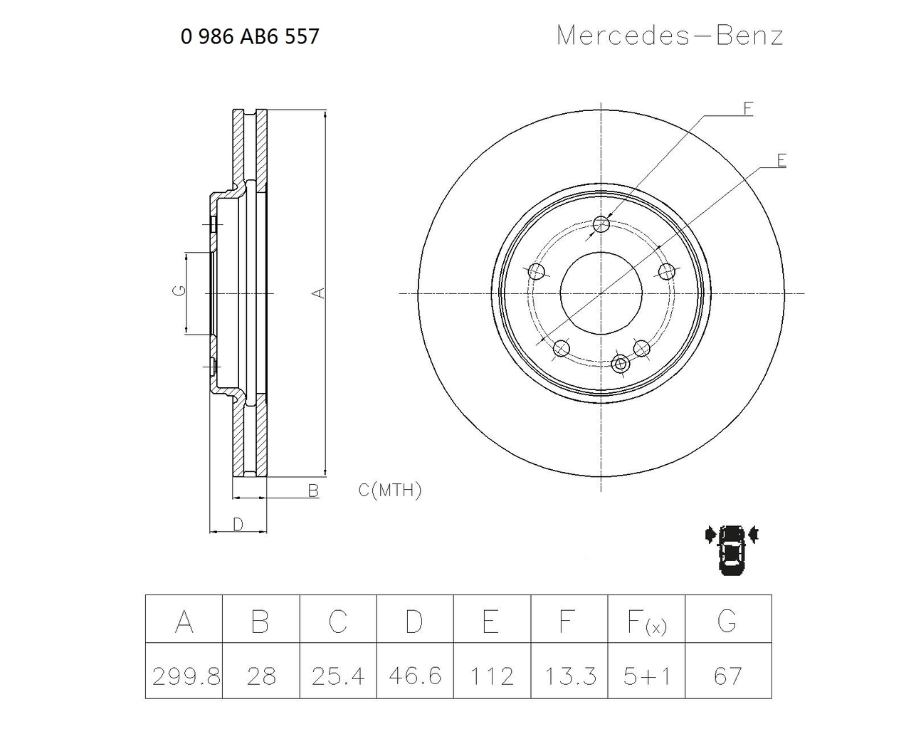 BOSCH 0 986 AB6 557 Brake Disc