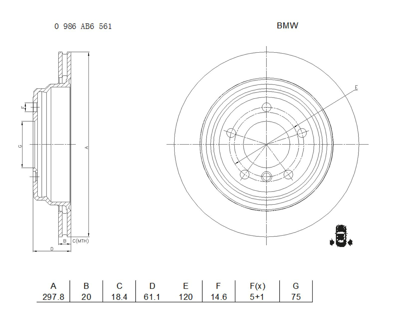 BOSCH 0 986 AB6 561 Brake Disc