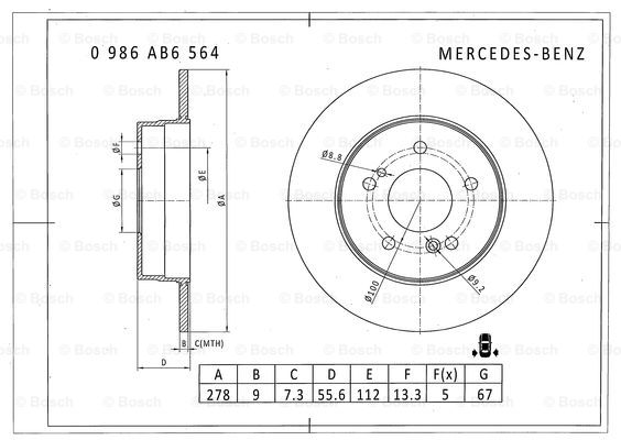 BOSCH 0 986 AB6 564 Brake Disc