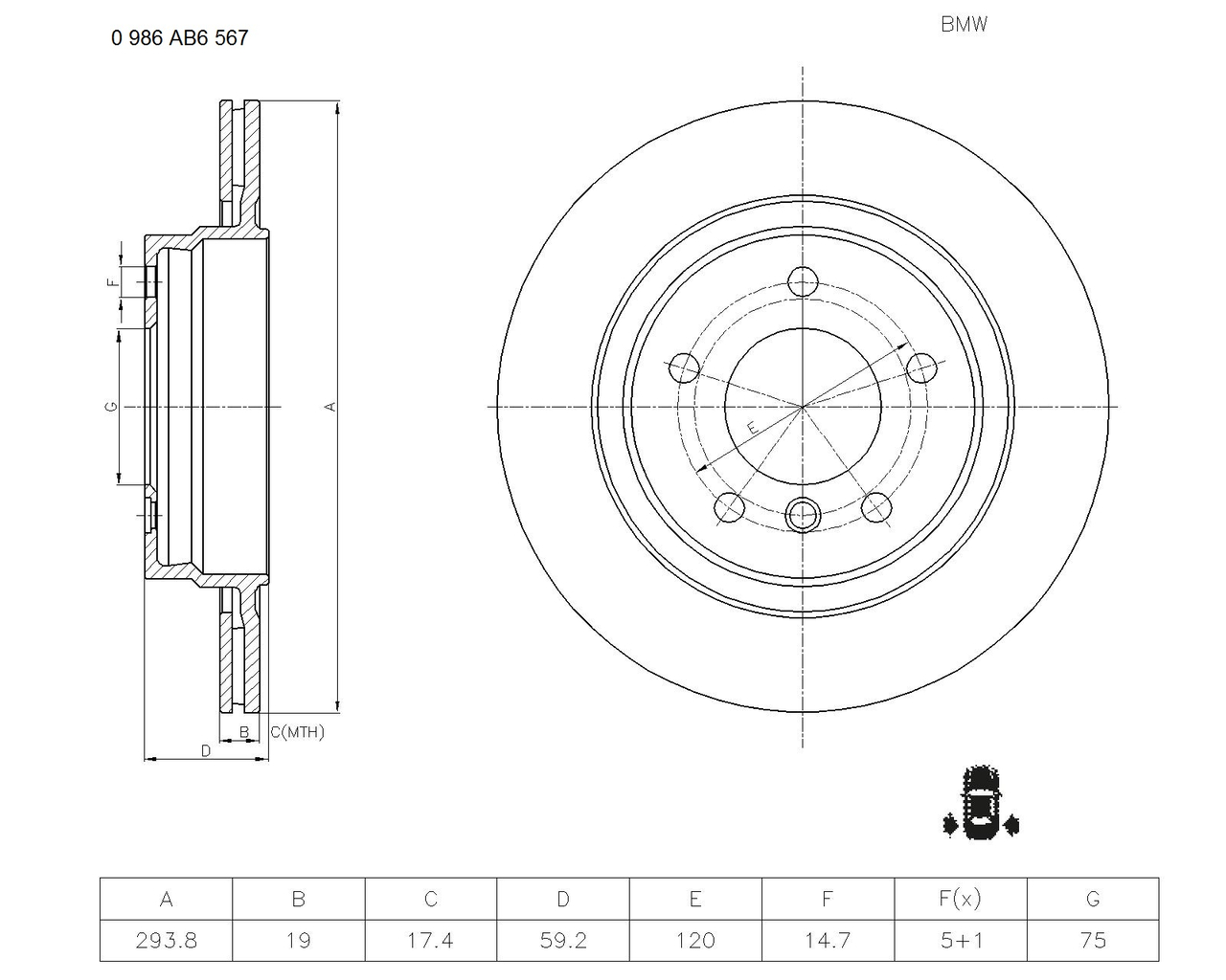 BOSCH 0 986 AB6 567 Brake Disc