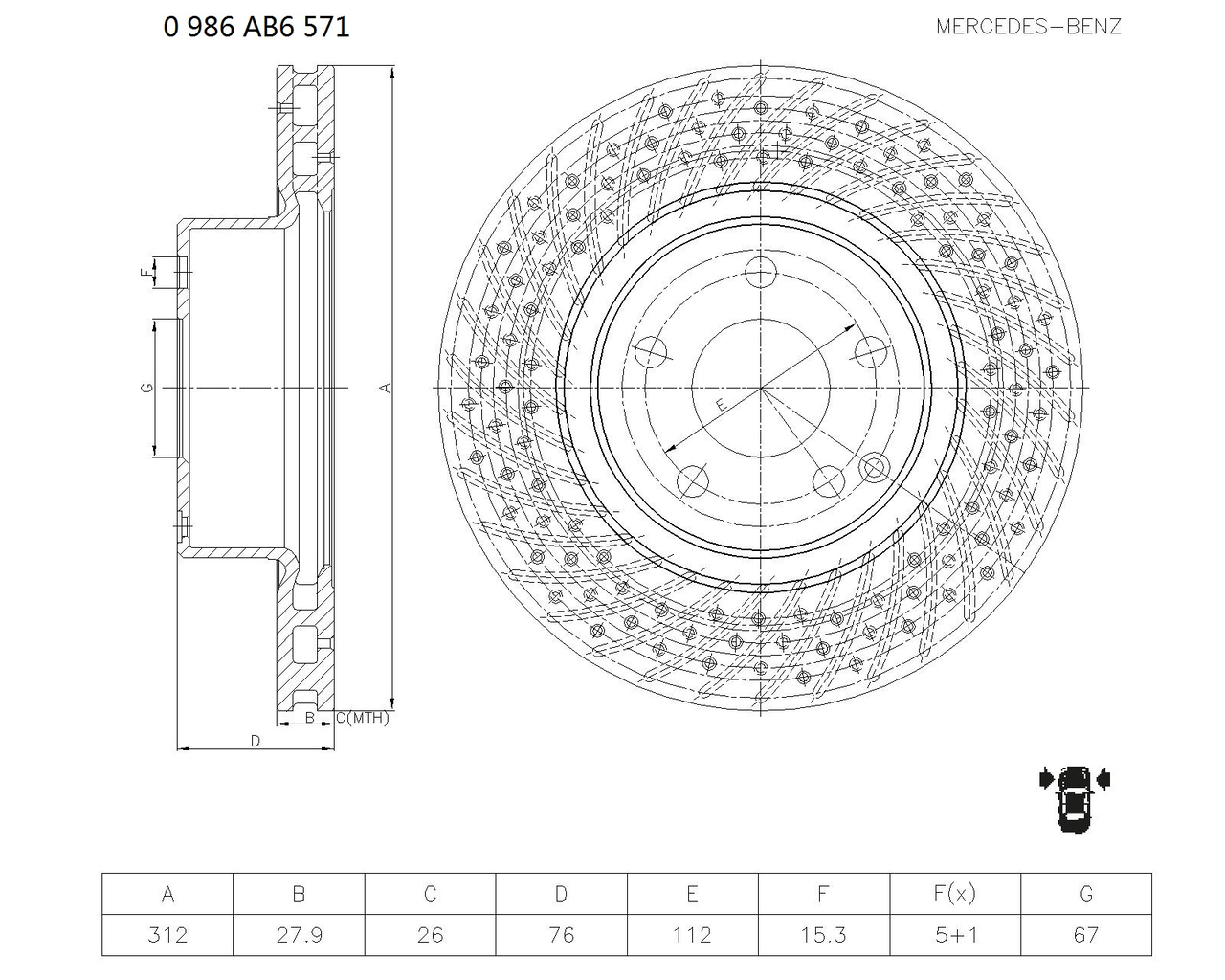 BOSCH 0 986 AB6 571 Brake Disc