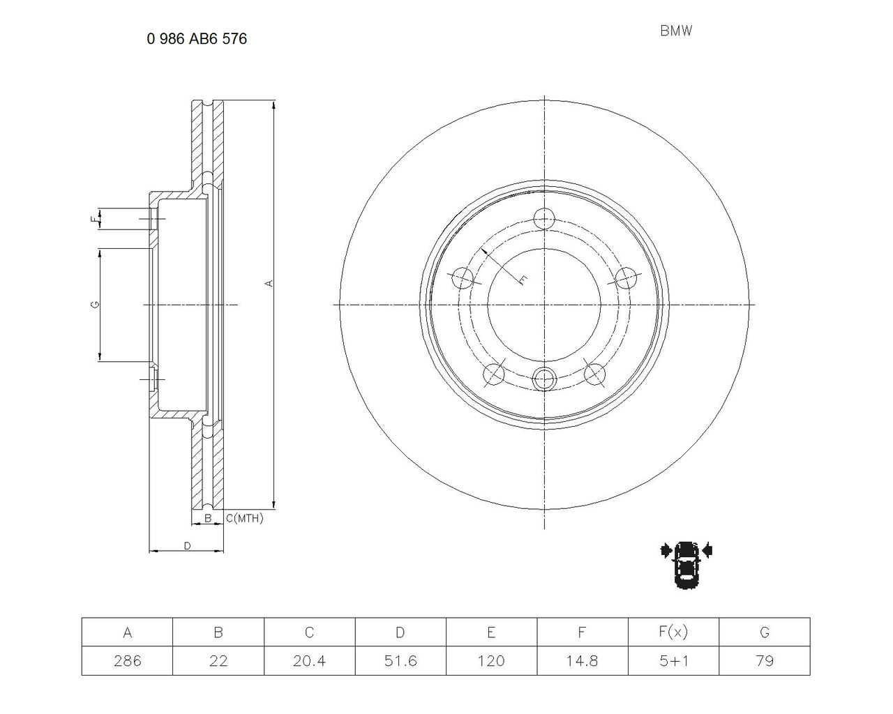 BOSCH 0 986 AB6 576 Brake Disc