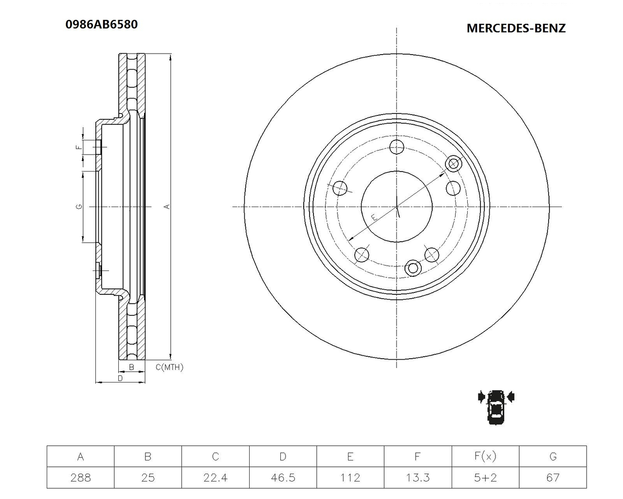 BOSCH 0 986 AB6 580 Brake Disc