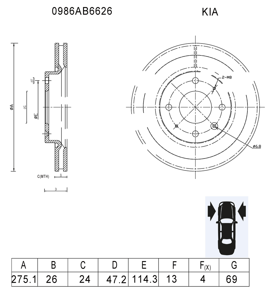 BOSCH 0 986 AB6 626 Brake Disc