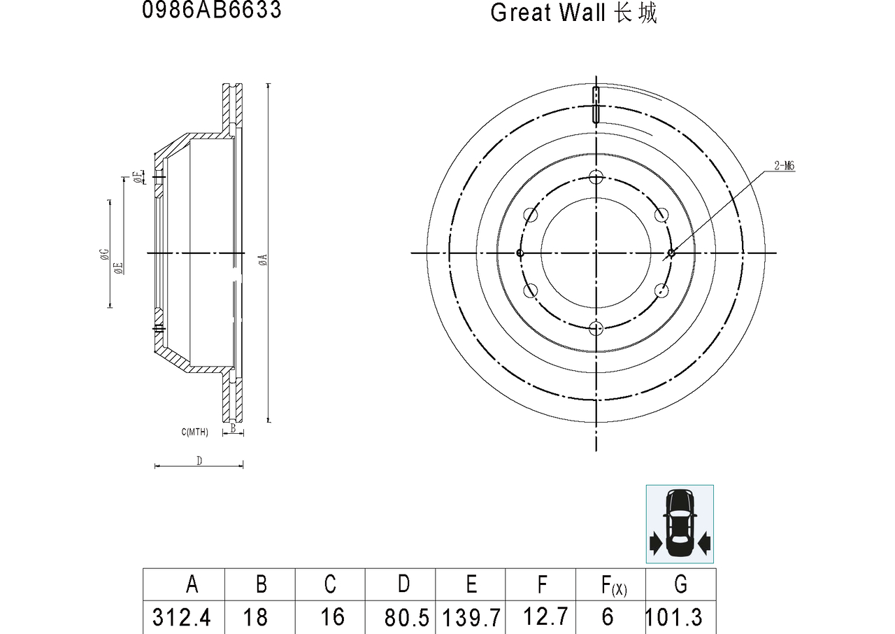 BOSCH 0 986 AB6 633 Bremsscheibe