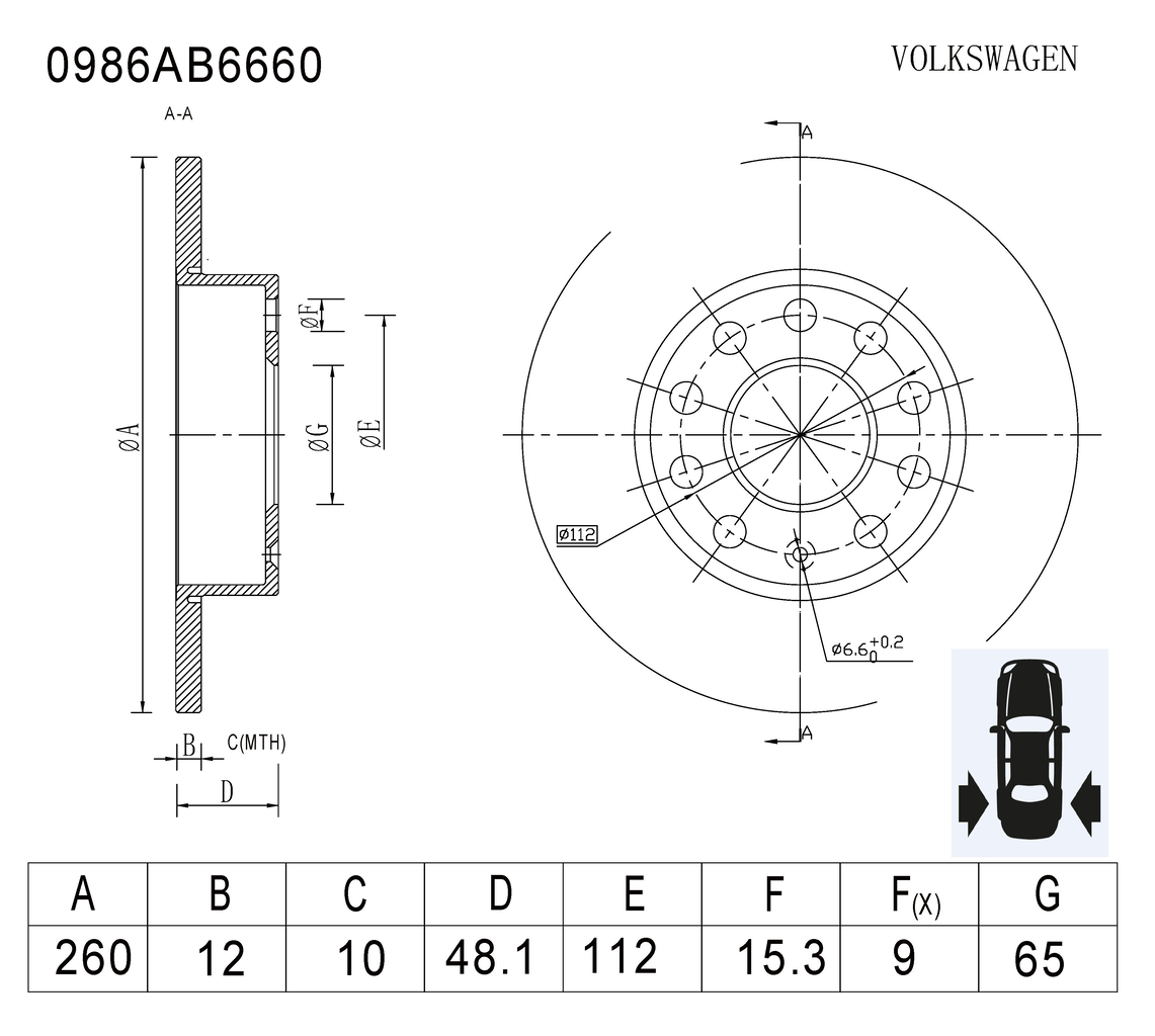 BOSCH 0 986 AB6 660 Brake Disc