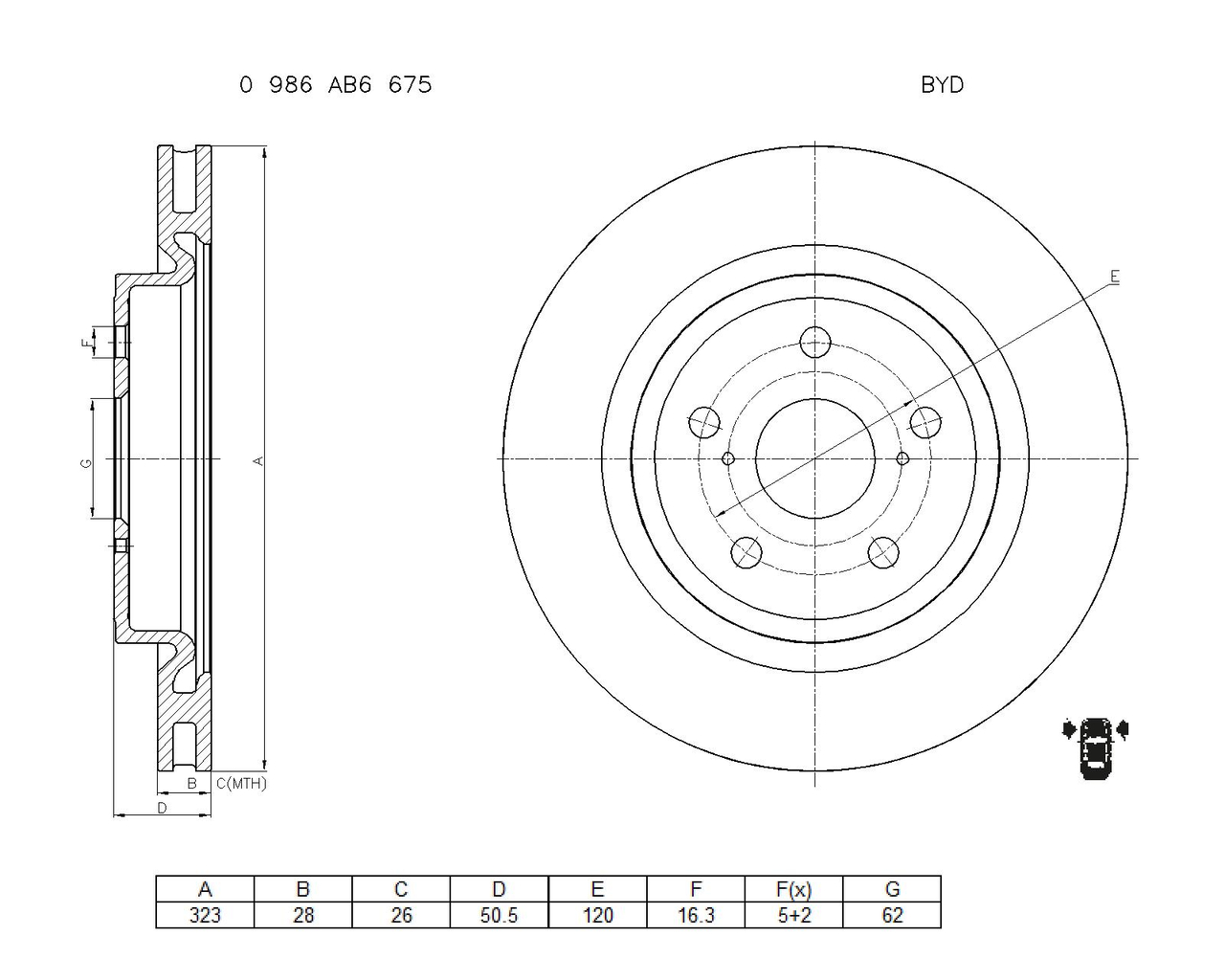 BOSCH 0 986 AB6 675 Brake Disc