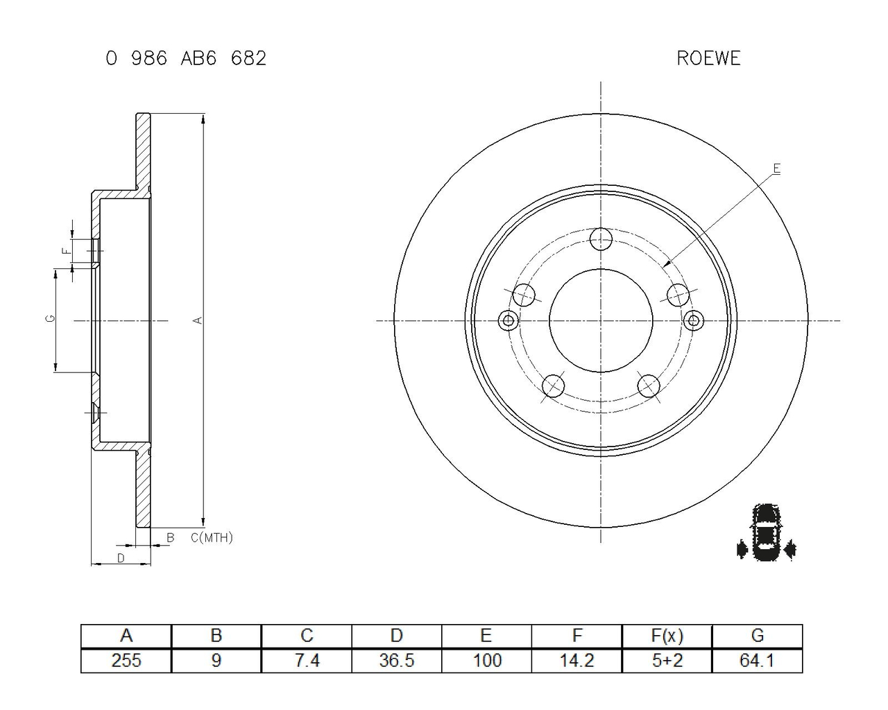 BOSCH 0 986 AB6 682 Brake Disc