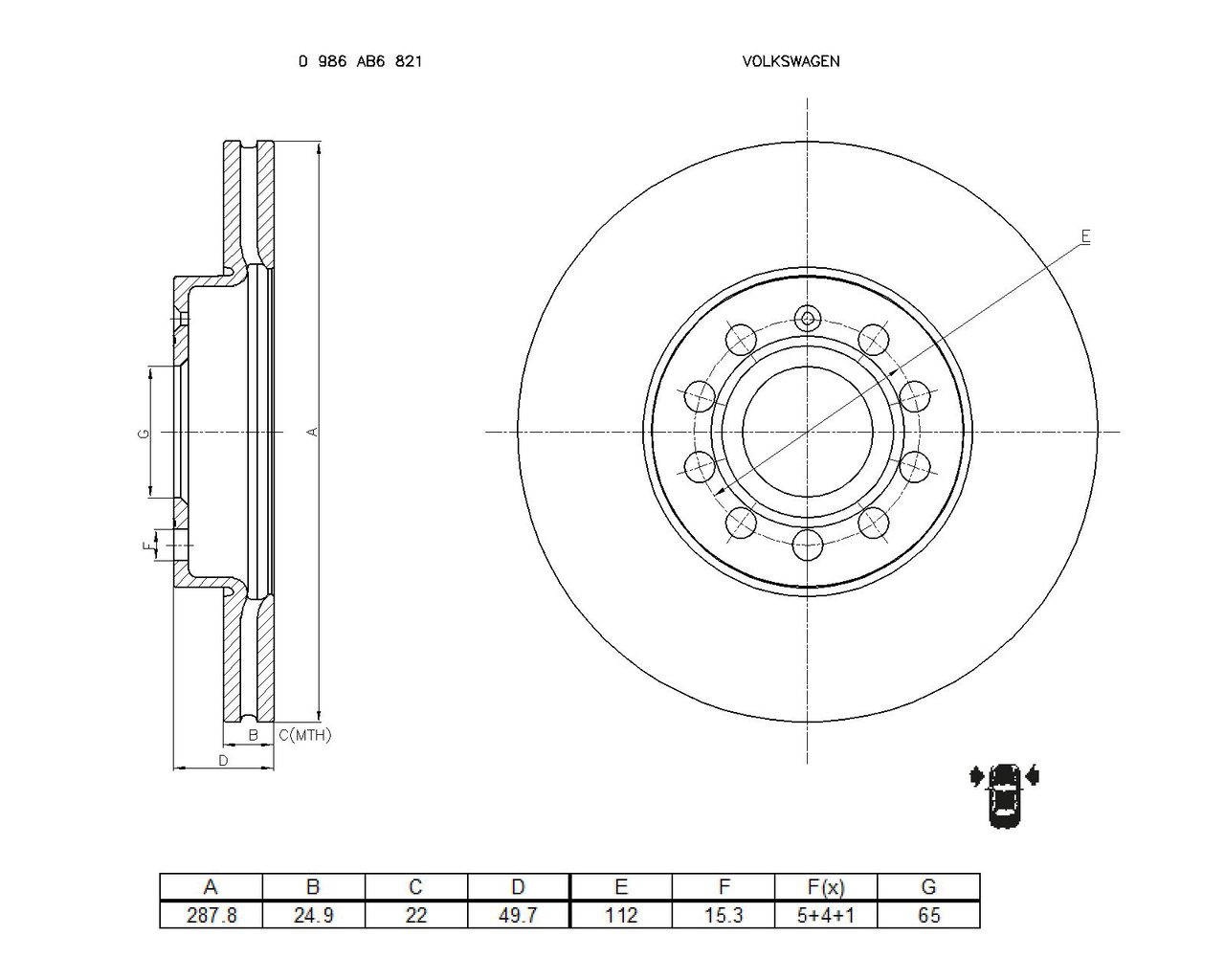 BOSCH 0 986 AB6 821 Brake Disc