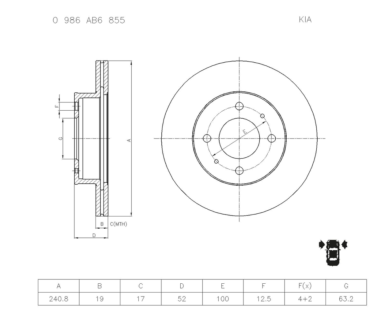 BOSCH 0 986 AB6 855 Brake Disc