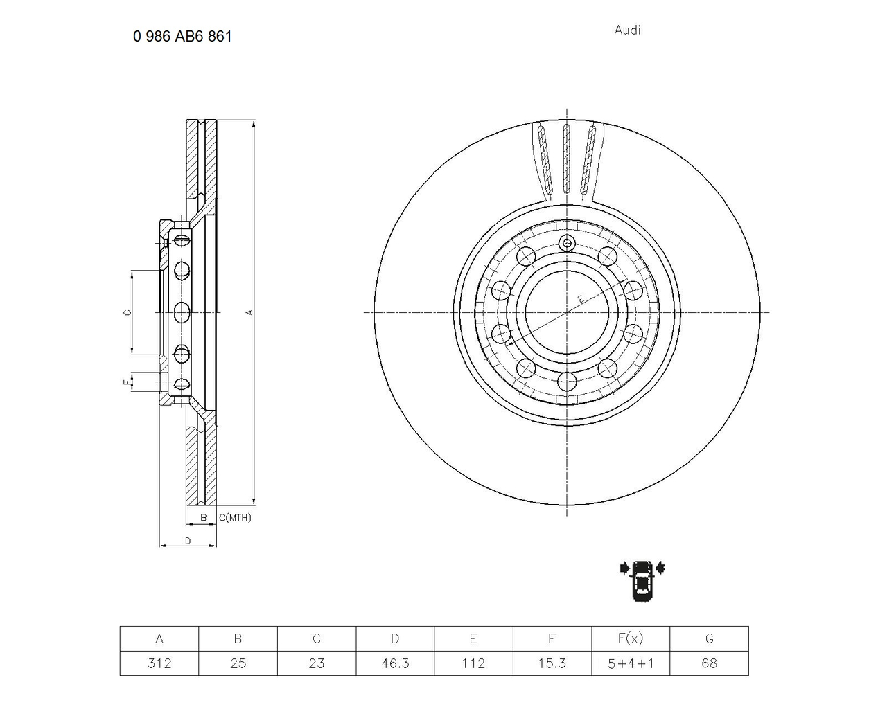 BOSCH 0 986 AB6 861 Brake Disc