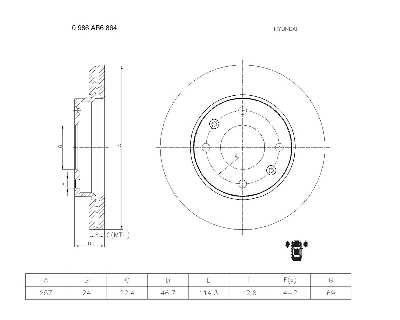 BOSCH 0 986 AB6 864 Brake Disc