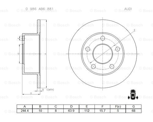 BOSCH 0 986 AB6 881 Brake Disc