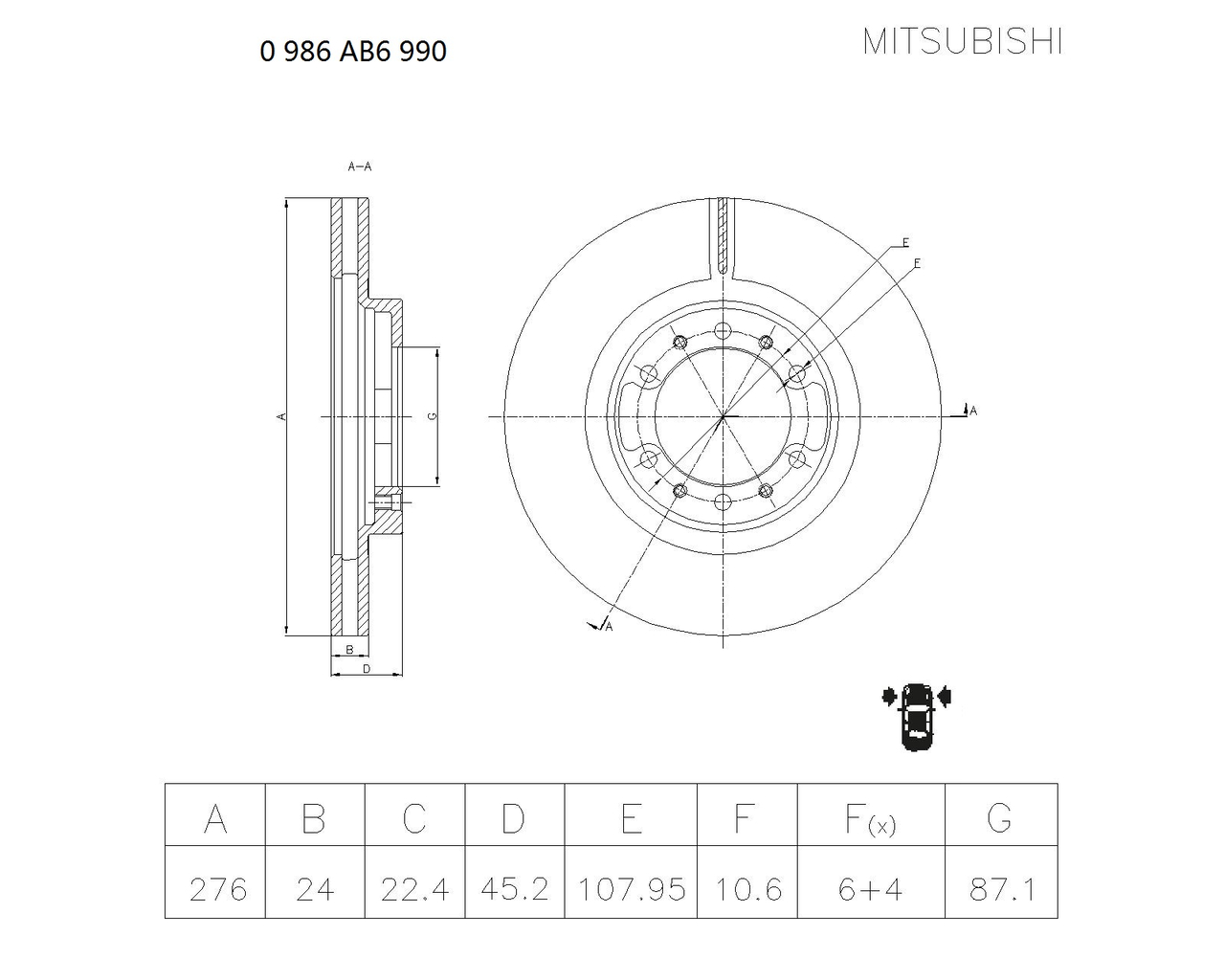 BOSCH 0 986 AB6 990 Brake Disc