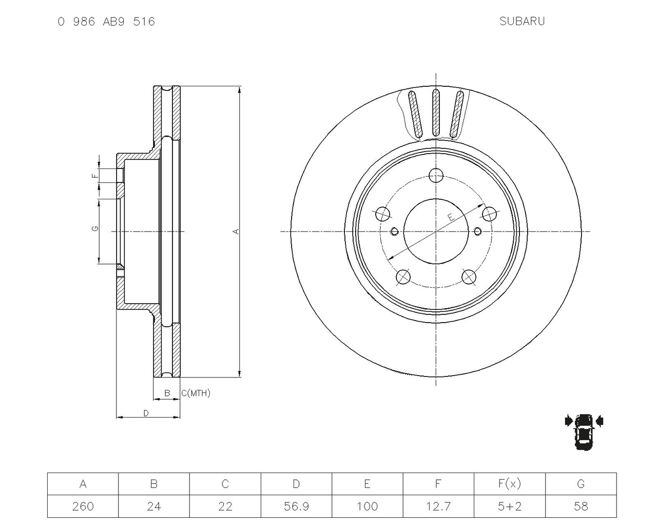 BOSCH 0 986 AB9 516 Brake Disc