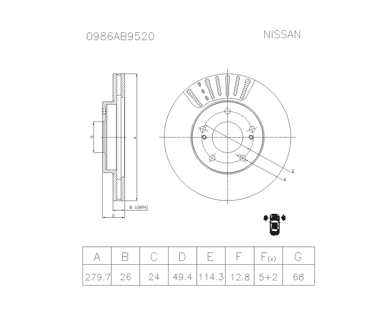 BOSCH 0 986 AB9 520 Brake Disc