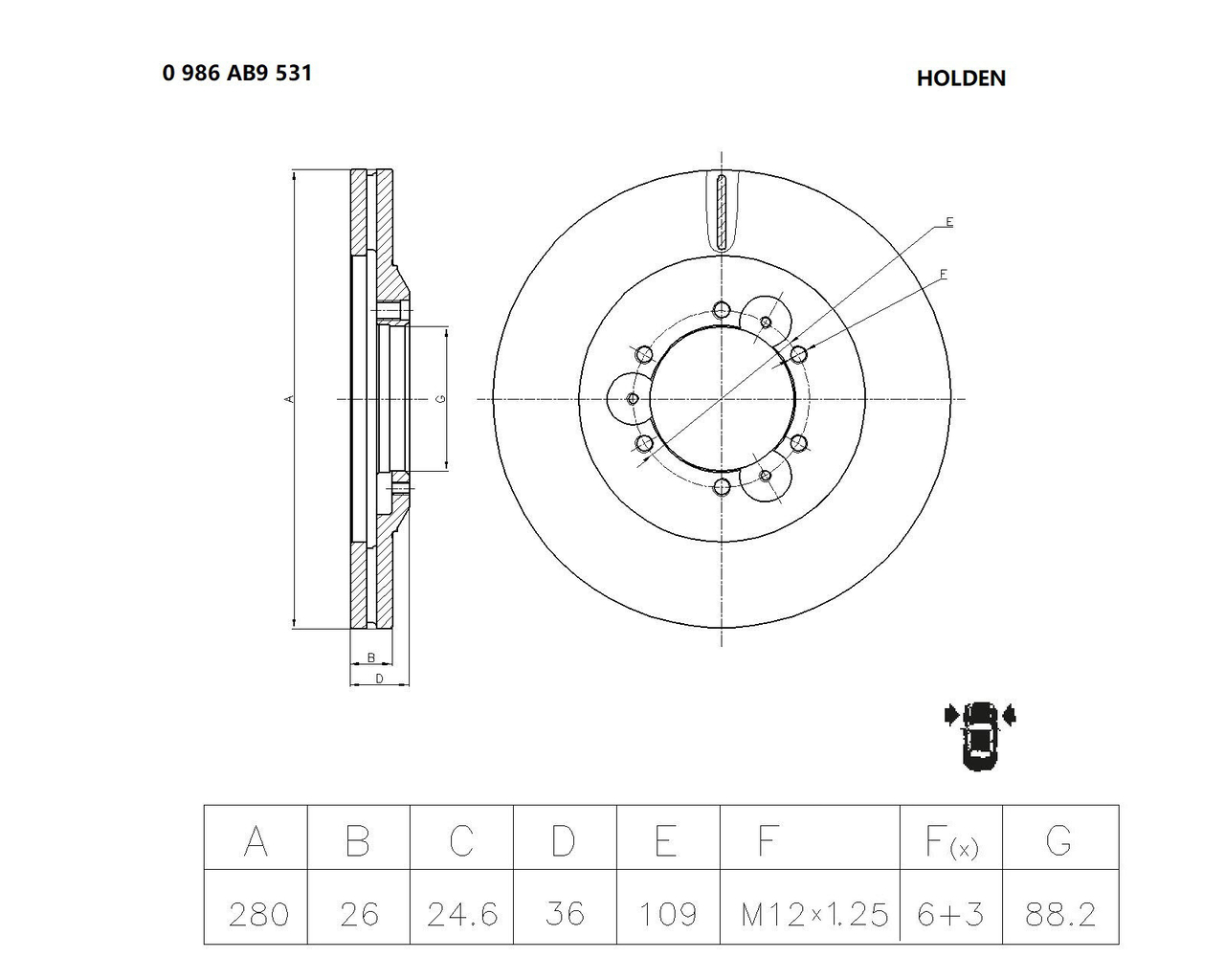 BOSCH 0 986 AB9 531 Brake Disc