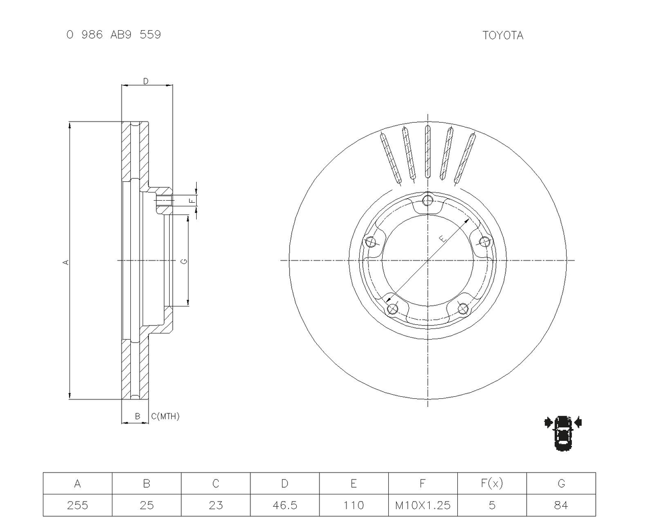 BOSCH 0 986 AB9 559 Brake Disc