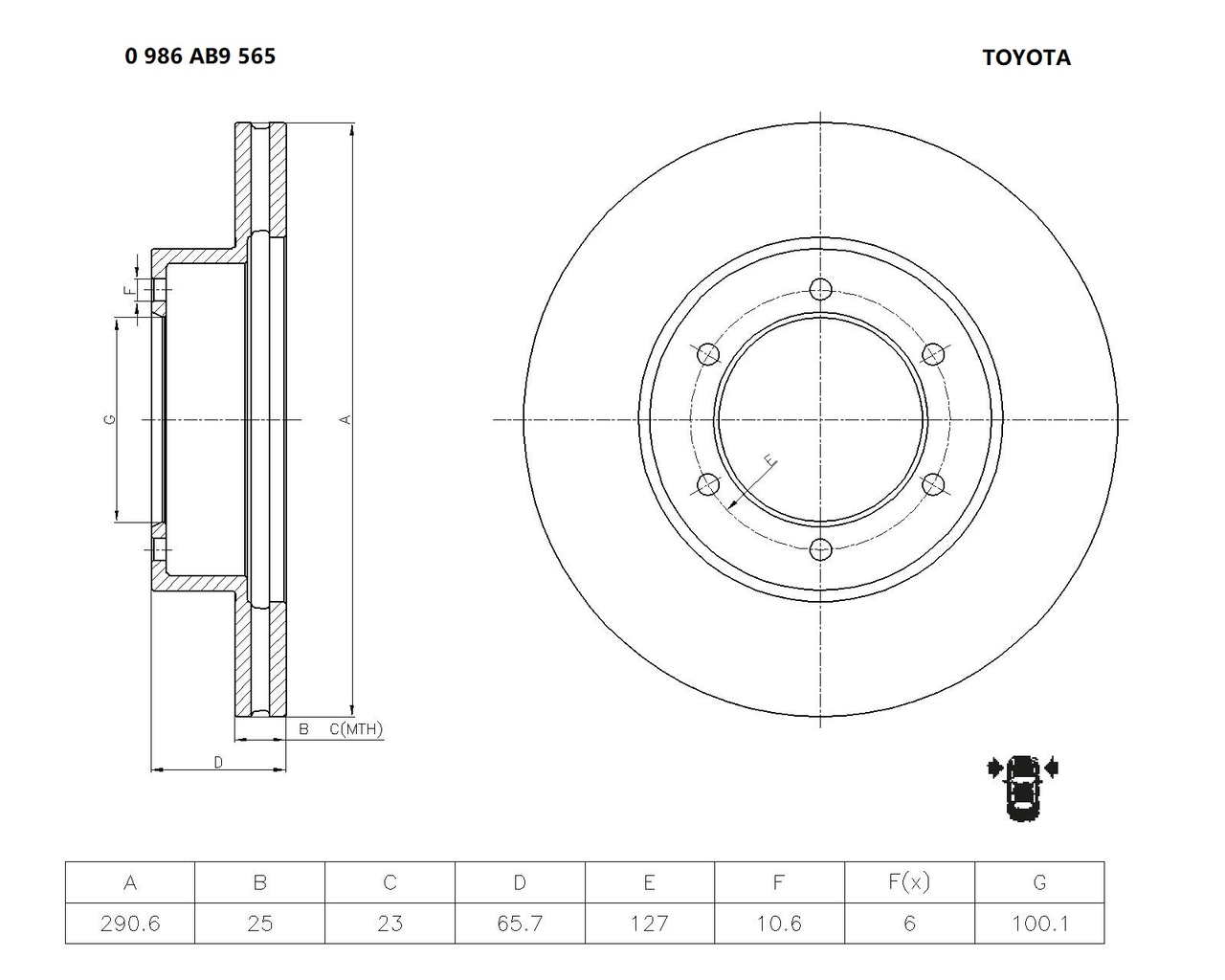 BOSCH 0 986 AB9 565 Brake Disc