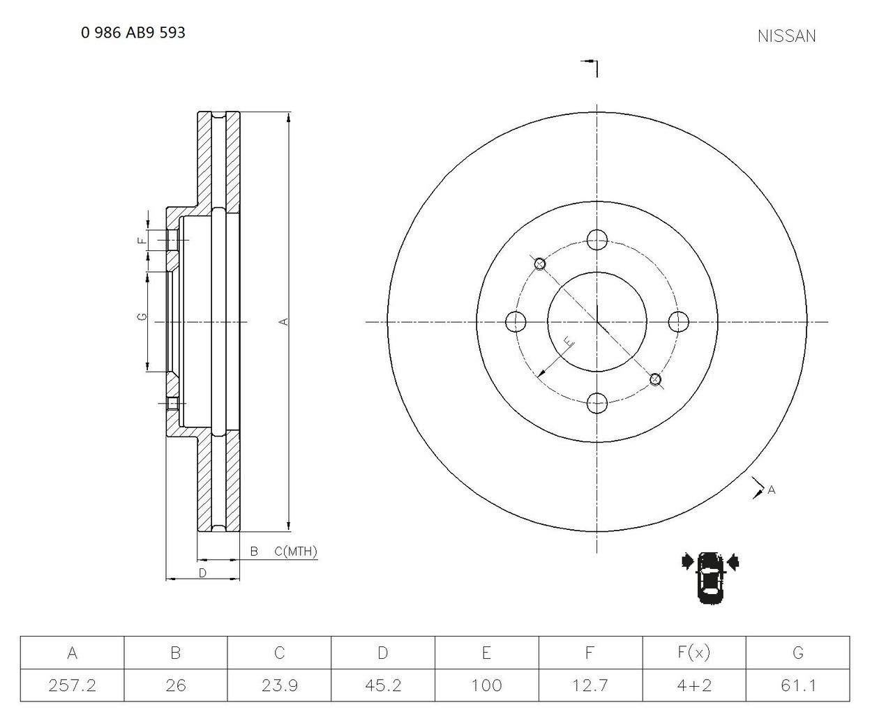 BOSCH 0 986 AB9 593 Brake Disc