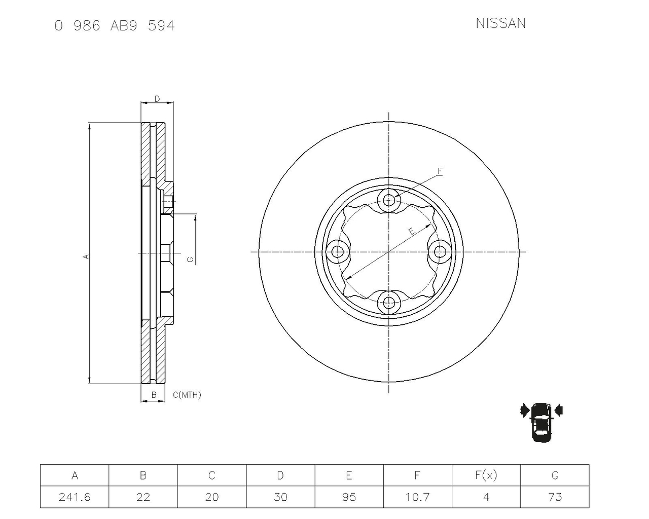 BOSCH 0 986 AB9 594 Brake Disc