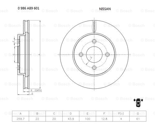 BOSCH 0 986 AB9 601 Brake Disc