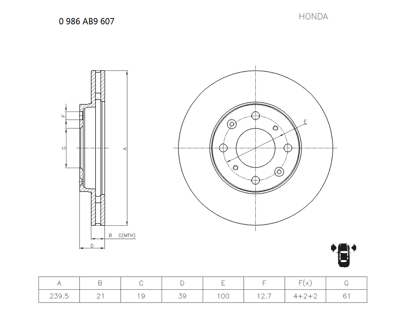 BOSCH 0 986 AB9 607 Brake Disc