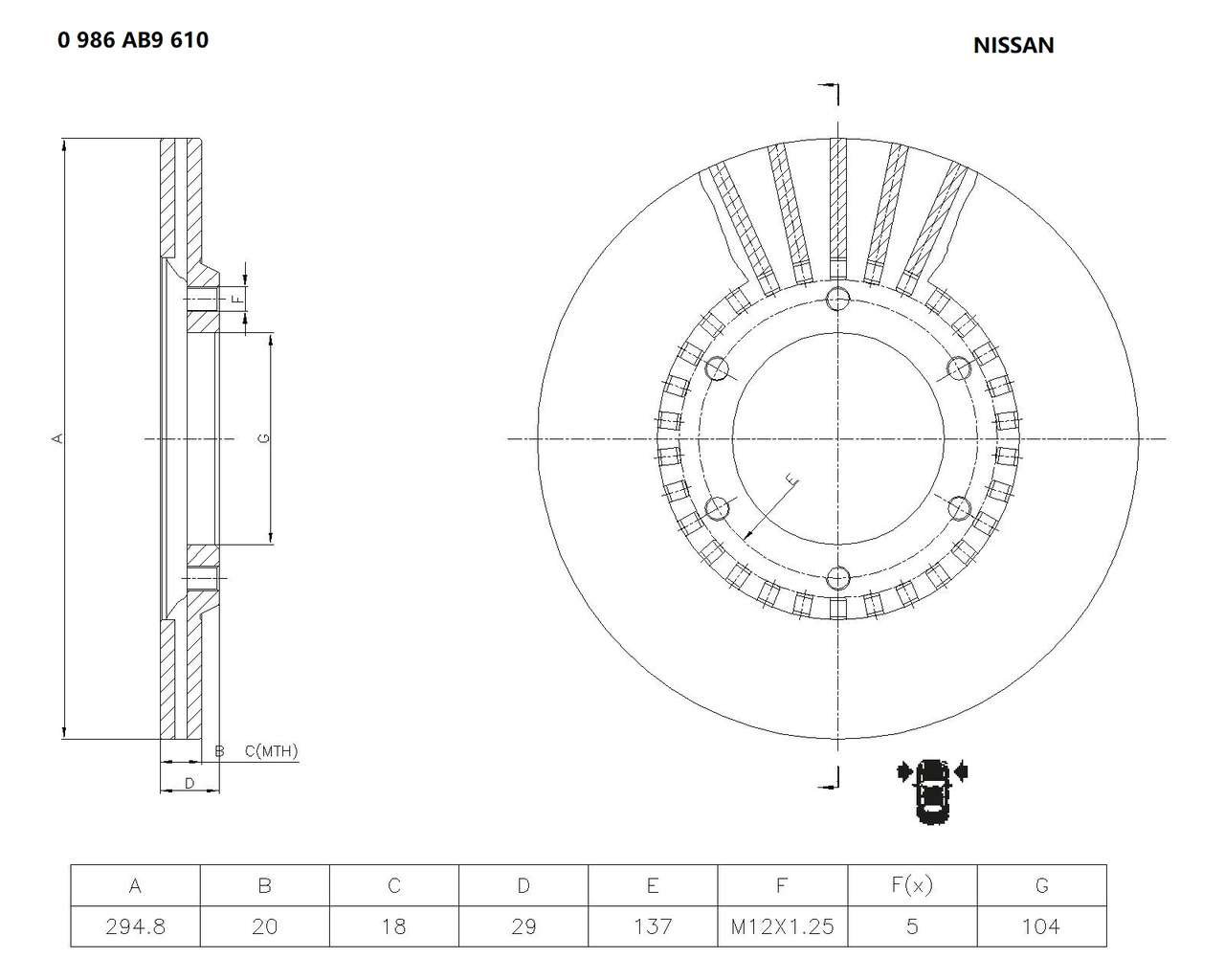 BOSCH 0 986 AB9 610 Brake Disc