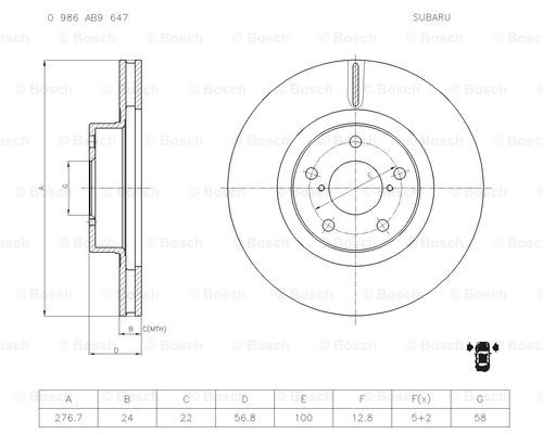 BOSCH 0 986 AB9 647 Brake Disc