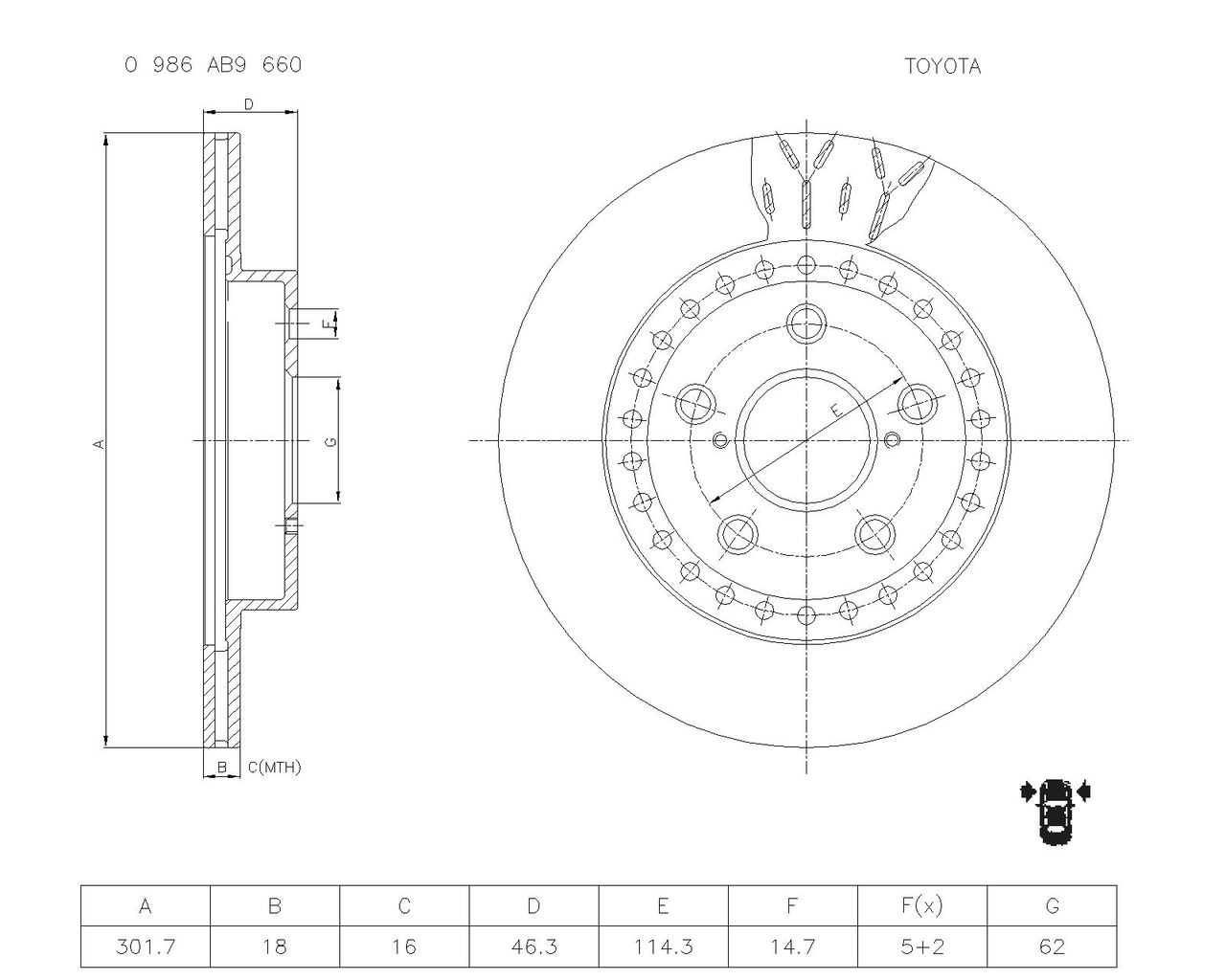 BOSCH 0 986 AB9 660 Brake Disc